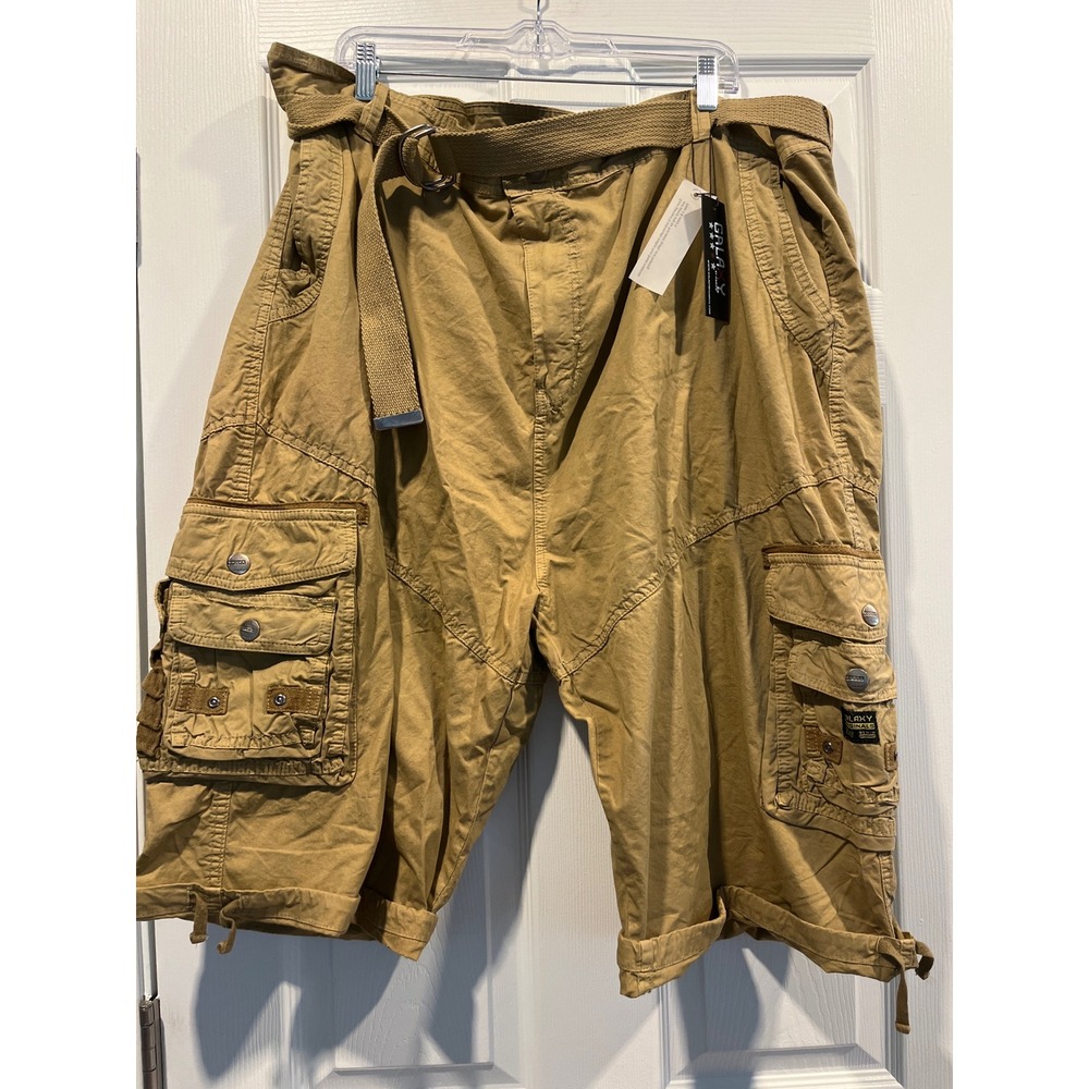 Galaxy by Harvic Mens Khaki Cargo Shorts With Belt Size 48 JKS-71KK New